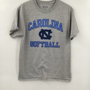 Men's‎  Champion Carolina Softball Short Sleeved Tee UNC Tarheels Medium Gray